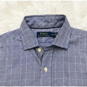 Polo Ralph Lauren Button Up Dress Shirt Mens Medium Blue Plaid Long Sleeve